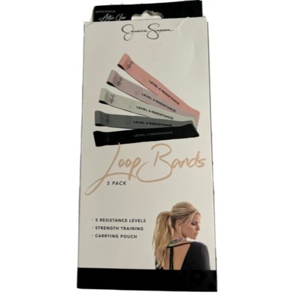 Jessica Simpson Resistance Loop Bands 5-Pack With Storage Pouch NEW - Picture 1 of 3